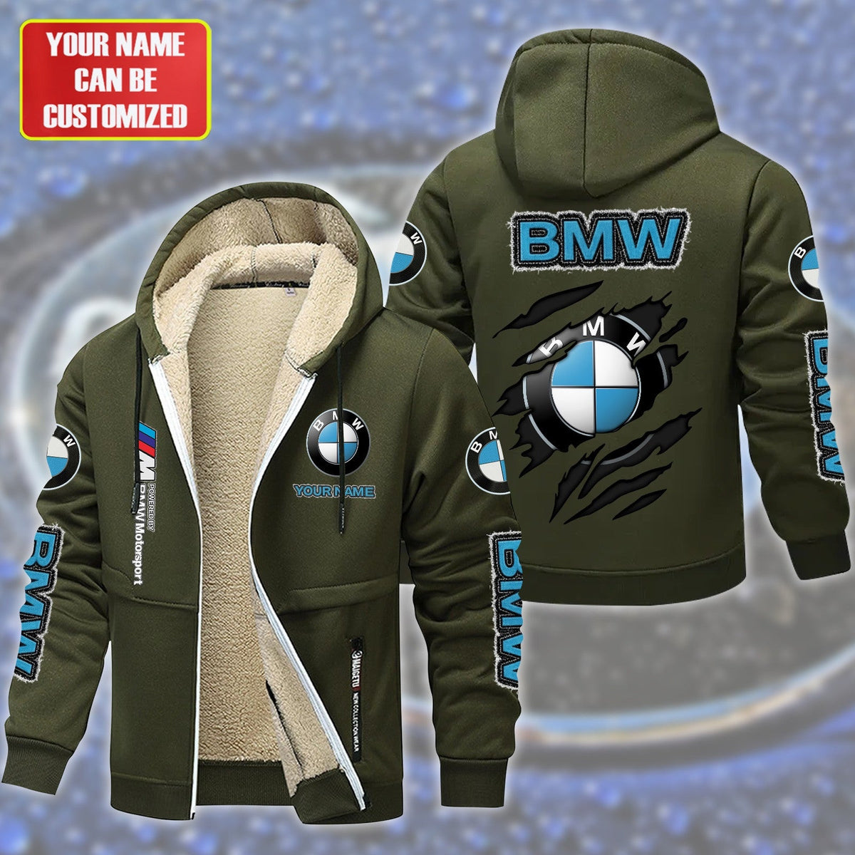 Personalized BW Fleece 3D Unisex Hooded Jacket