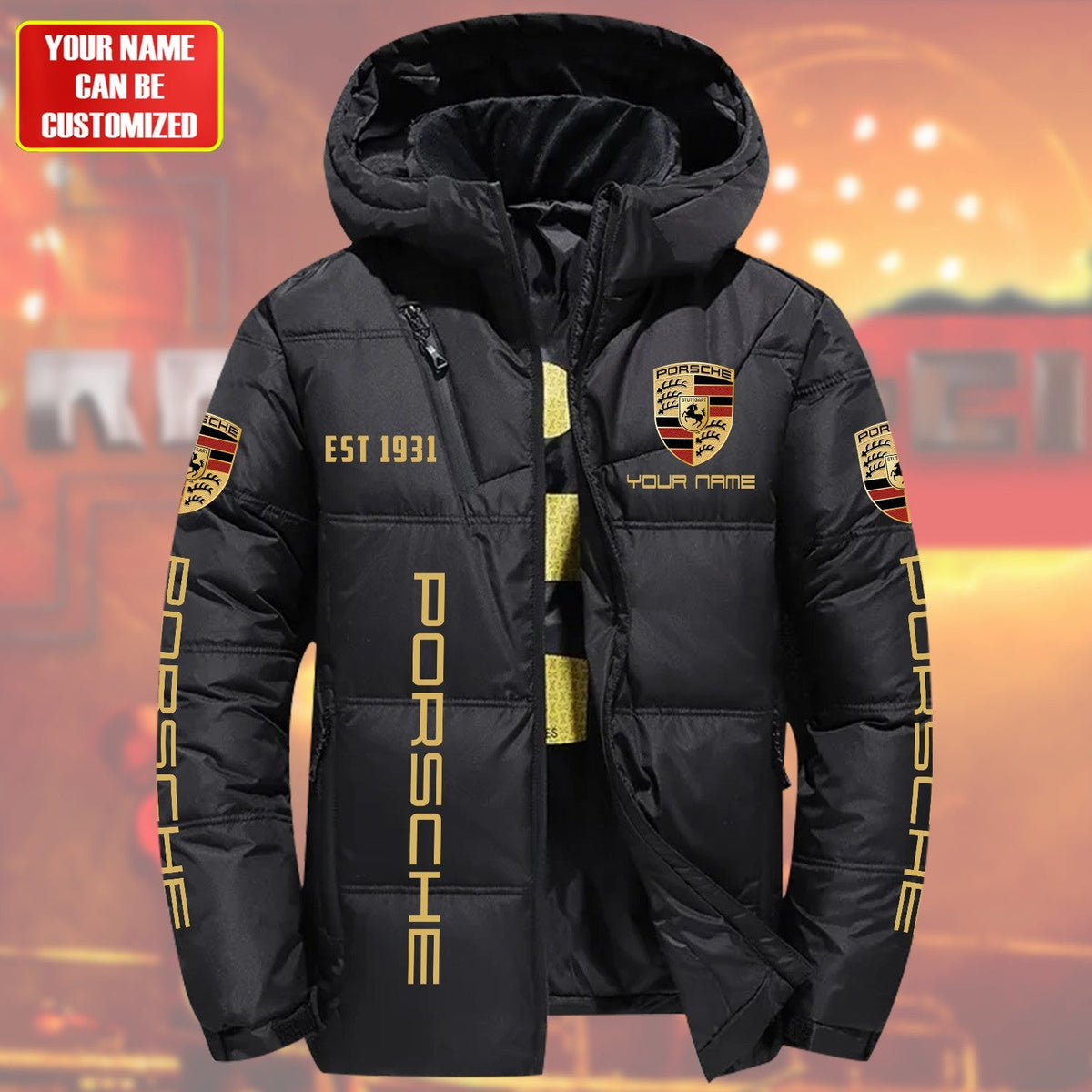 Personalized Pors Puffer Jacket With Hood