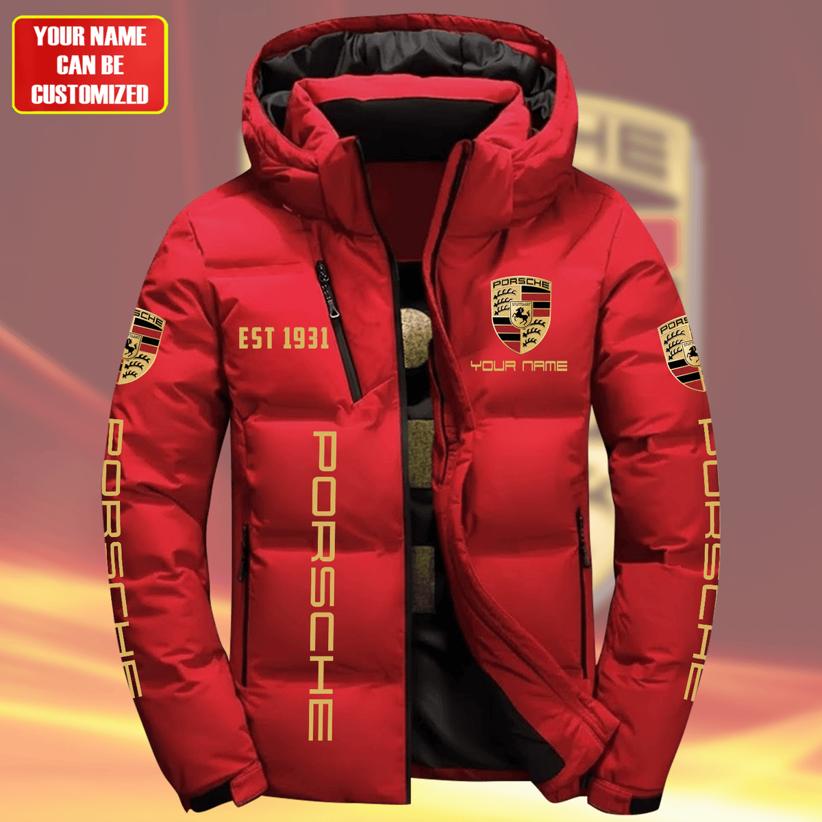 Personalized Pors Puffer Jacket With Hood