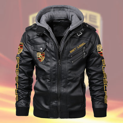 Pors Leather Jacket with Hood P031007