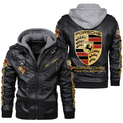Pors Leather Jacket with Hood P031007