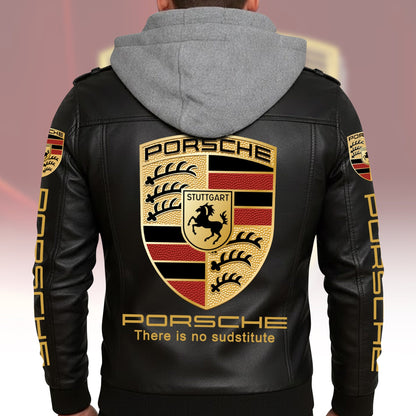 Pors Leather Jacket with Hood P031007