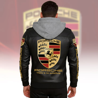 Pors Leather Jacket with Hood P031007