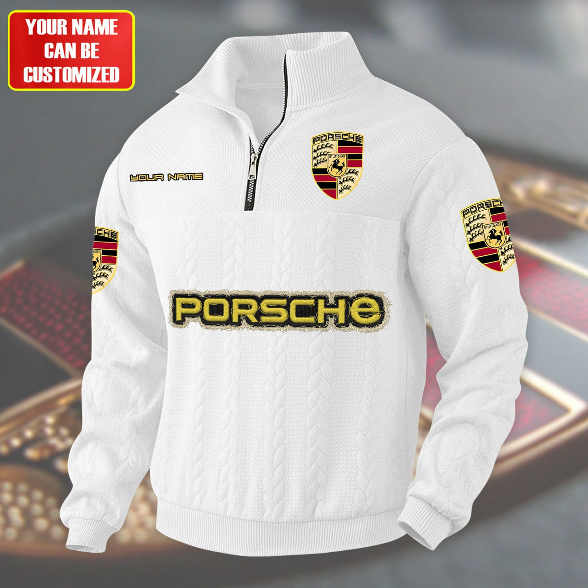 Personalized Pors Zip-Up Collar Wool Sweater