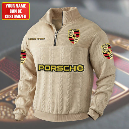 Personalized Pors Zip-Up Collar Wool Sweater