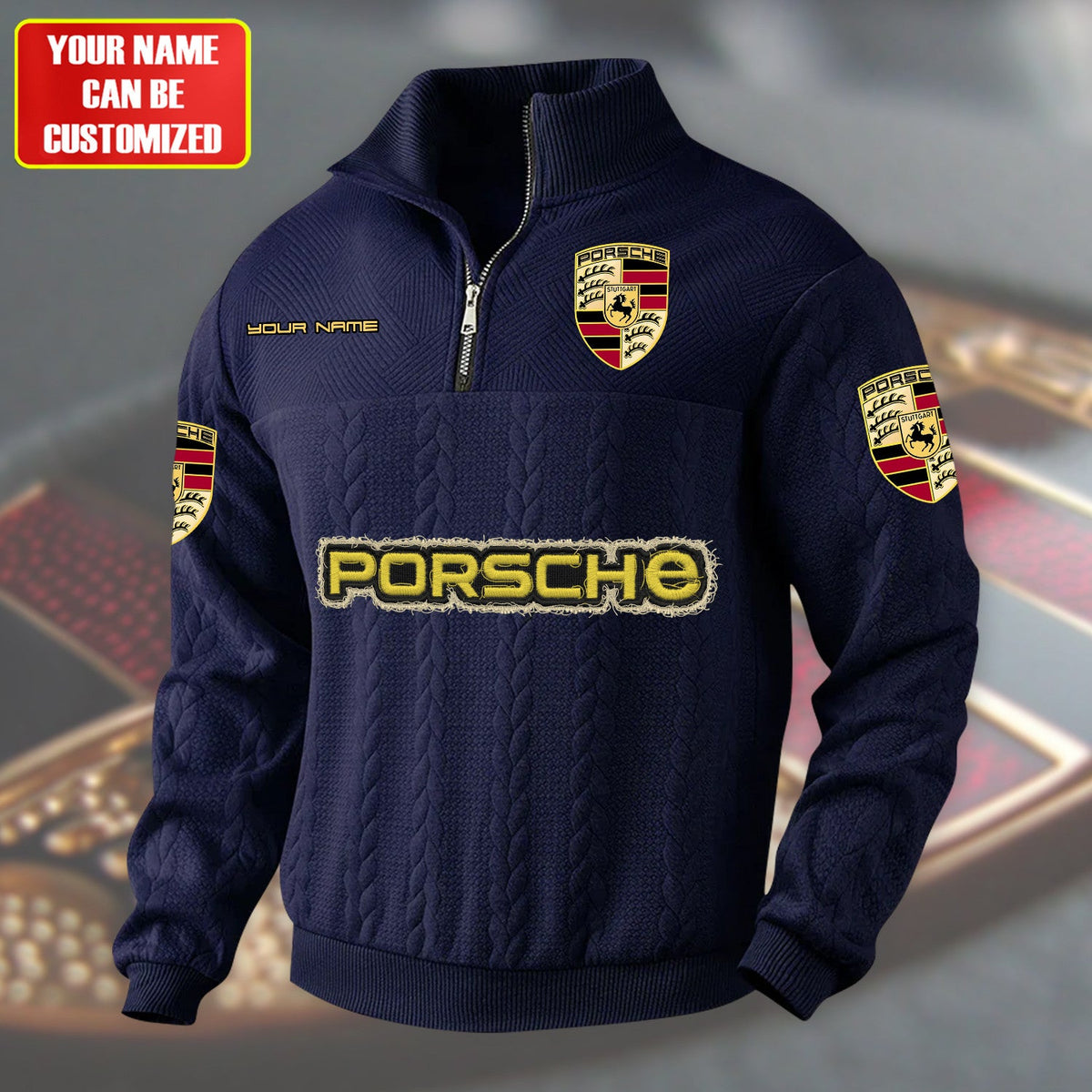 Personalized Pors Zip-Up Collar Wool Sweater