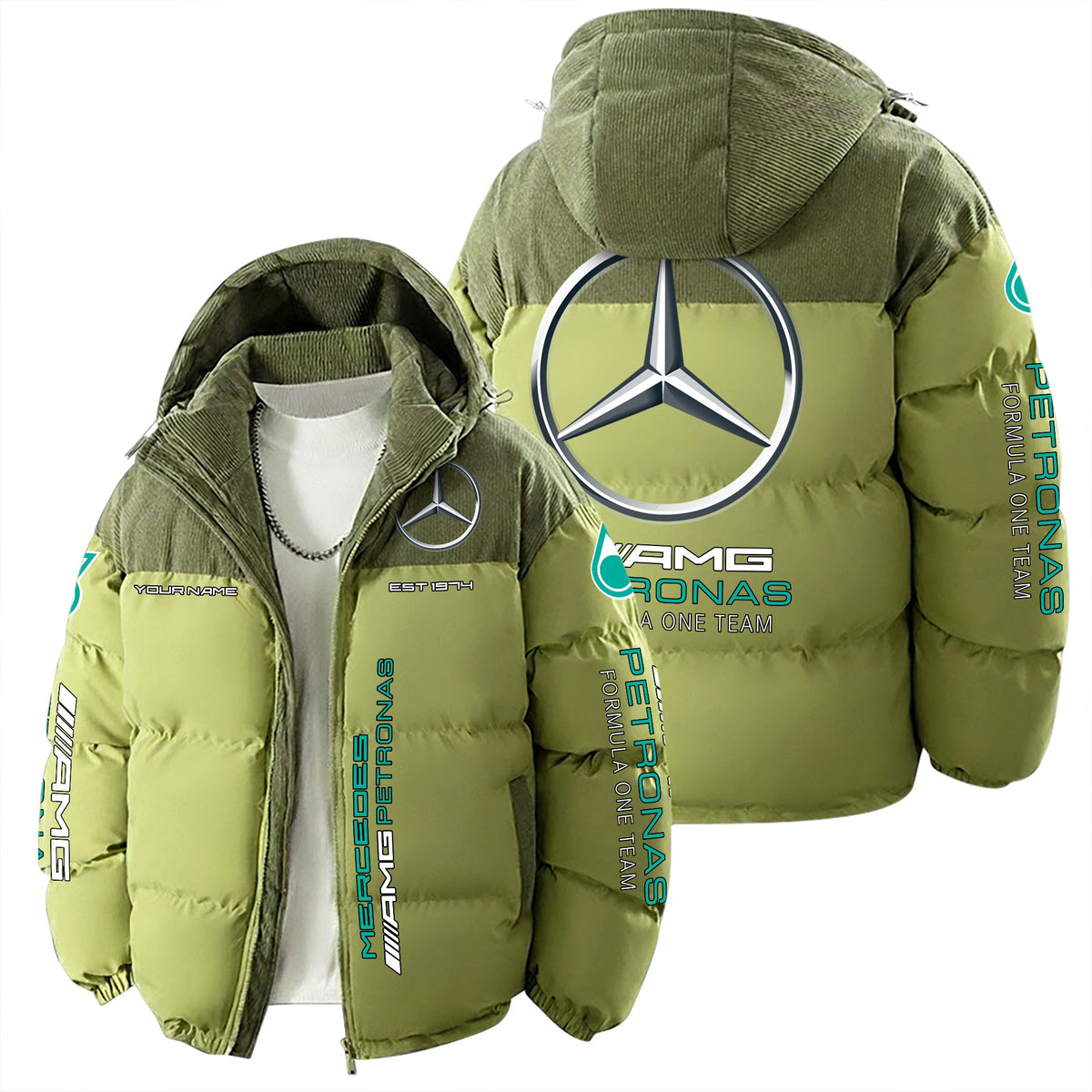 Personalized Merc AMG Petronas Down Jacket With Hood