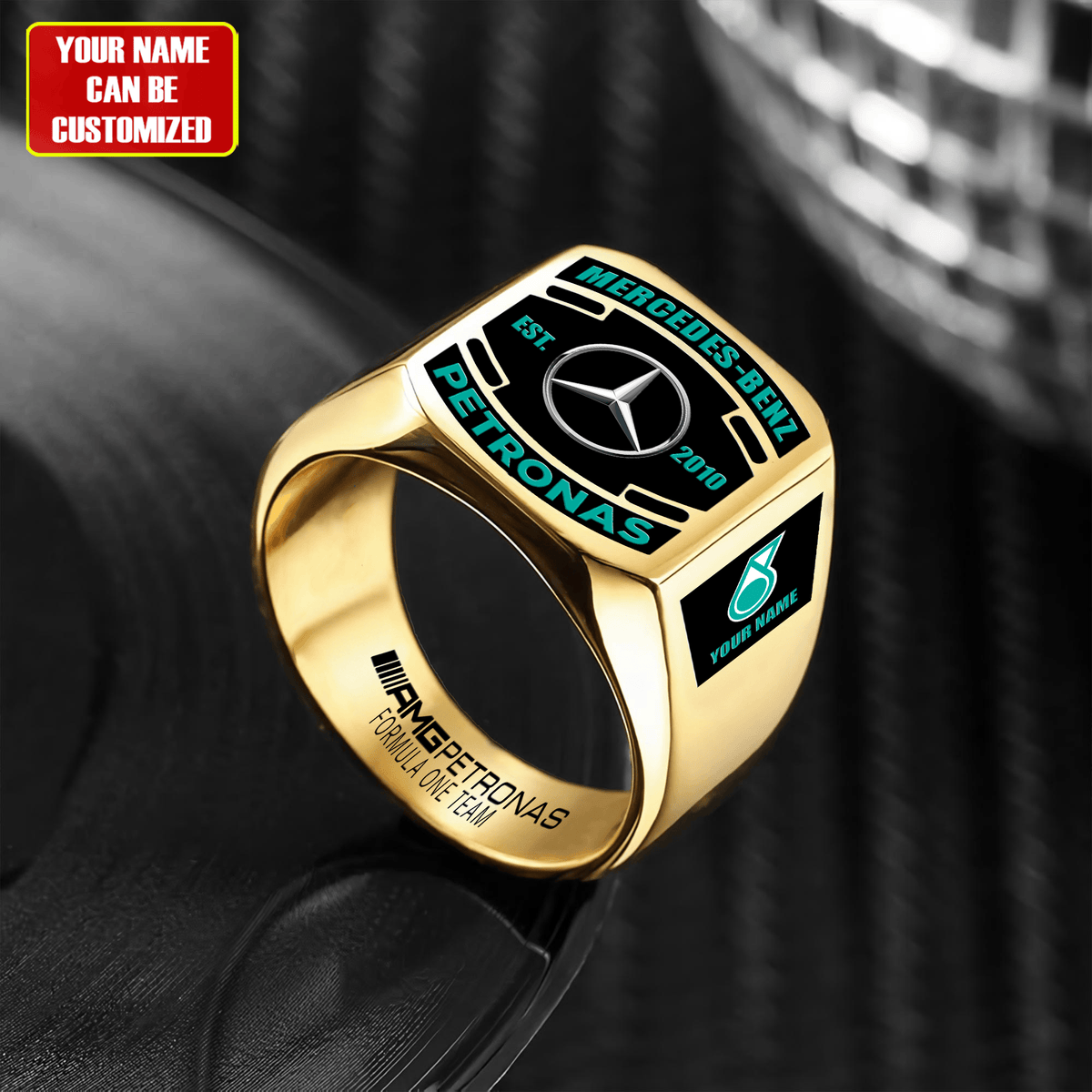 Merc AMG Petronas Custom Name Classic Design Ring