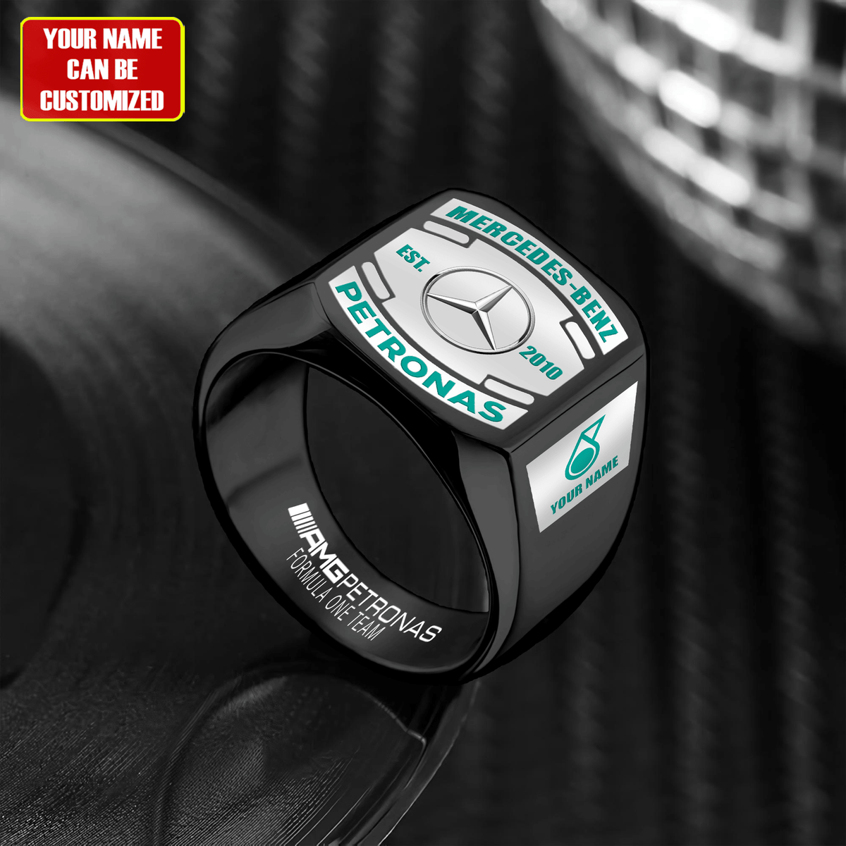Merc AMG Petronas Custom Name Classic Design Ring