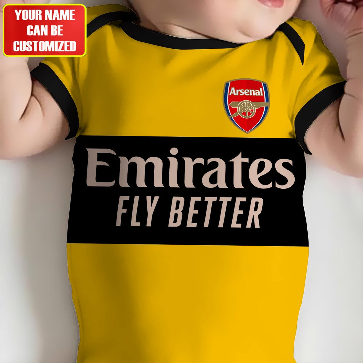 Customized Arsenal Outfits Soccer Jersey , Baby Rib Bodysuit Sizes V2