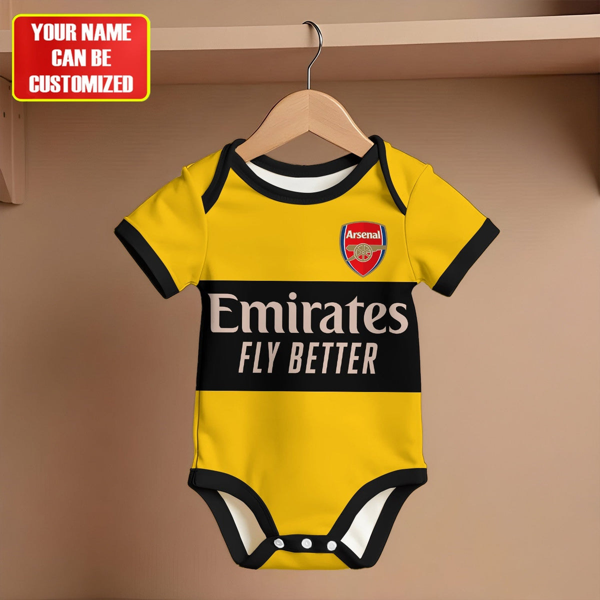 Customized Arsenal Outfits Soccer Jersey , Baby Rib Bodysuit Sizes V2