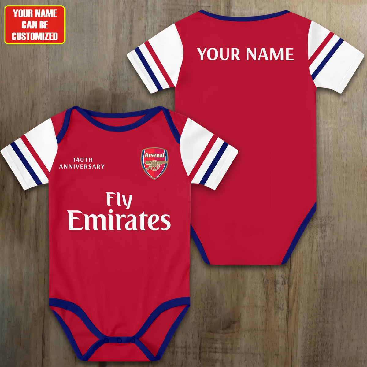Customized Arsenal 140th Anniversary Soccer Jersey , Baby Rib Bodysuit Sizes
