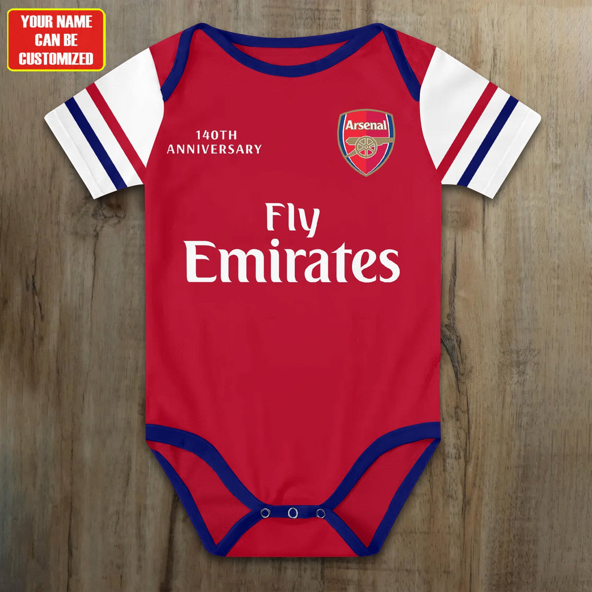 Customized Arsenal 140th Anniversary Soccer Jersey , Baby Rib Bodysuit Sizes
