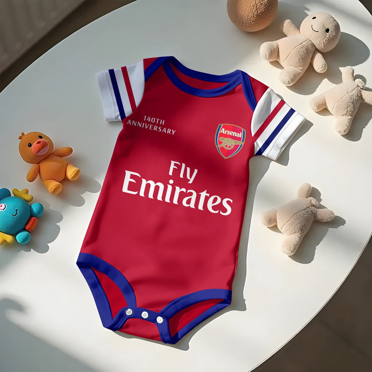 Customized Arsenal 140th Anniversary Soccer Jersey , Baby Rib Bodysuit Sizes
