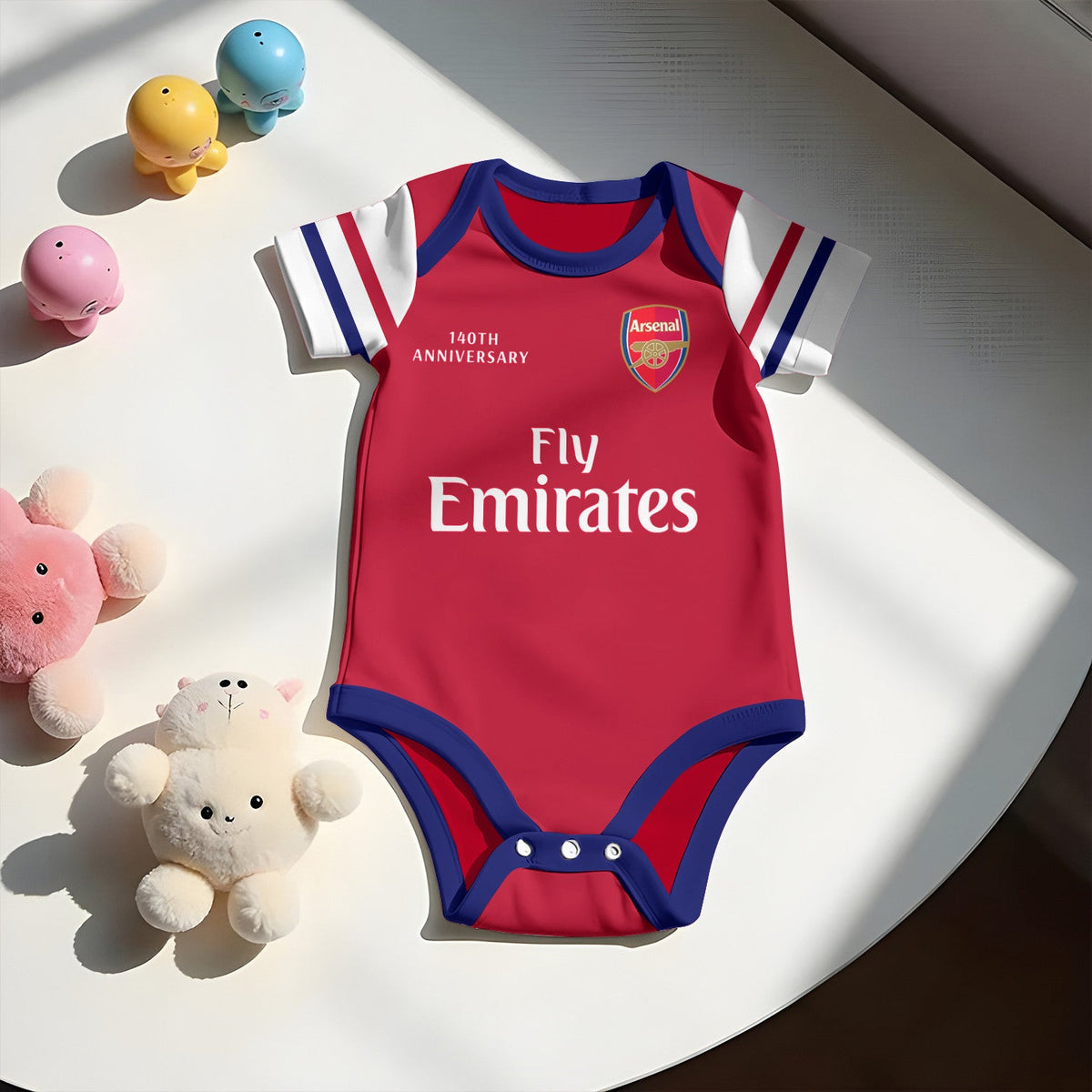 Customized Arsenal 140th Anniversary Soccer Jersey , Baby Rib Bodysuit Sizes