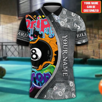 Pool Player Billiard Shirt, All-Over Print Unisex Shirt