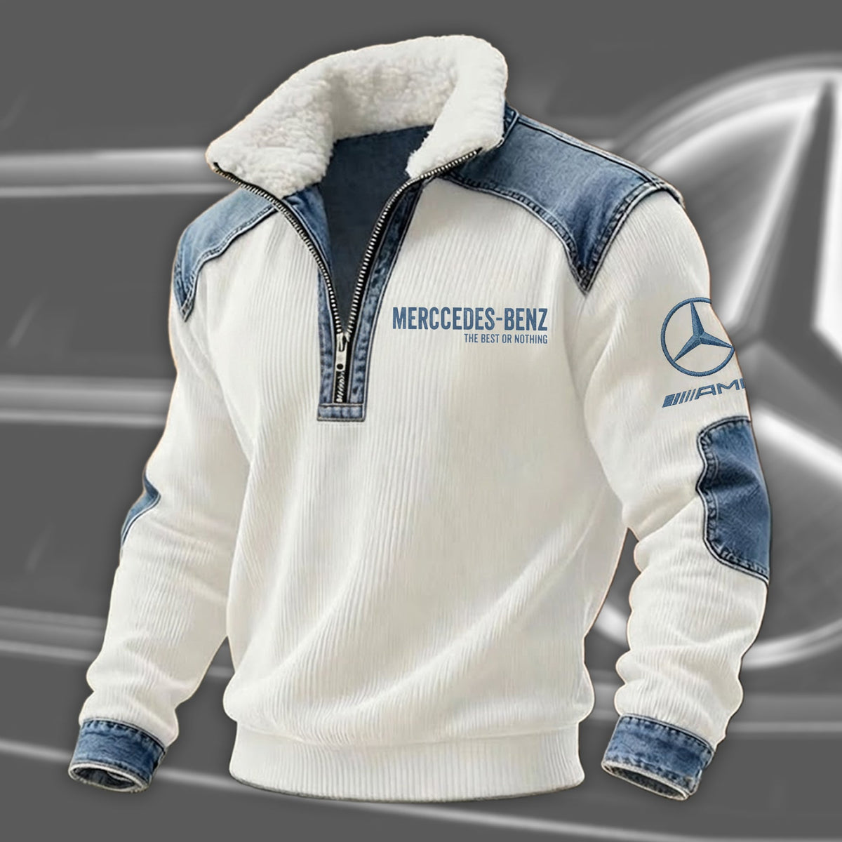 Merc The Best or Nothing Denim Fleece Collar Sweatshirt