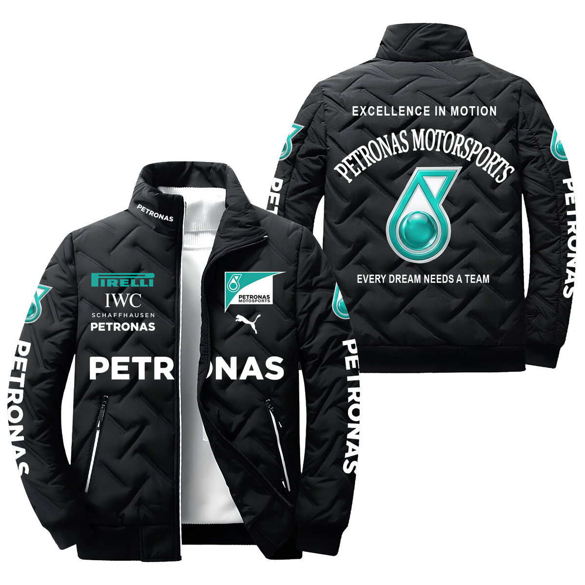 Personalized Merc Petronas Racing Puffer Jacket