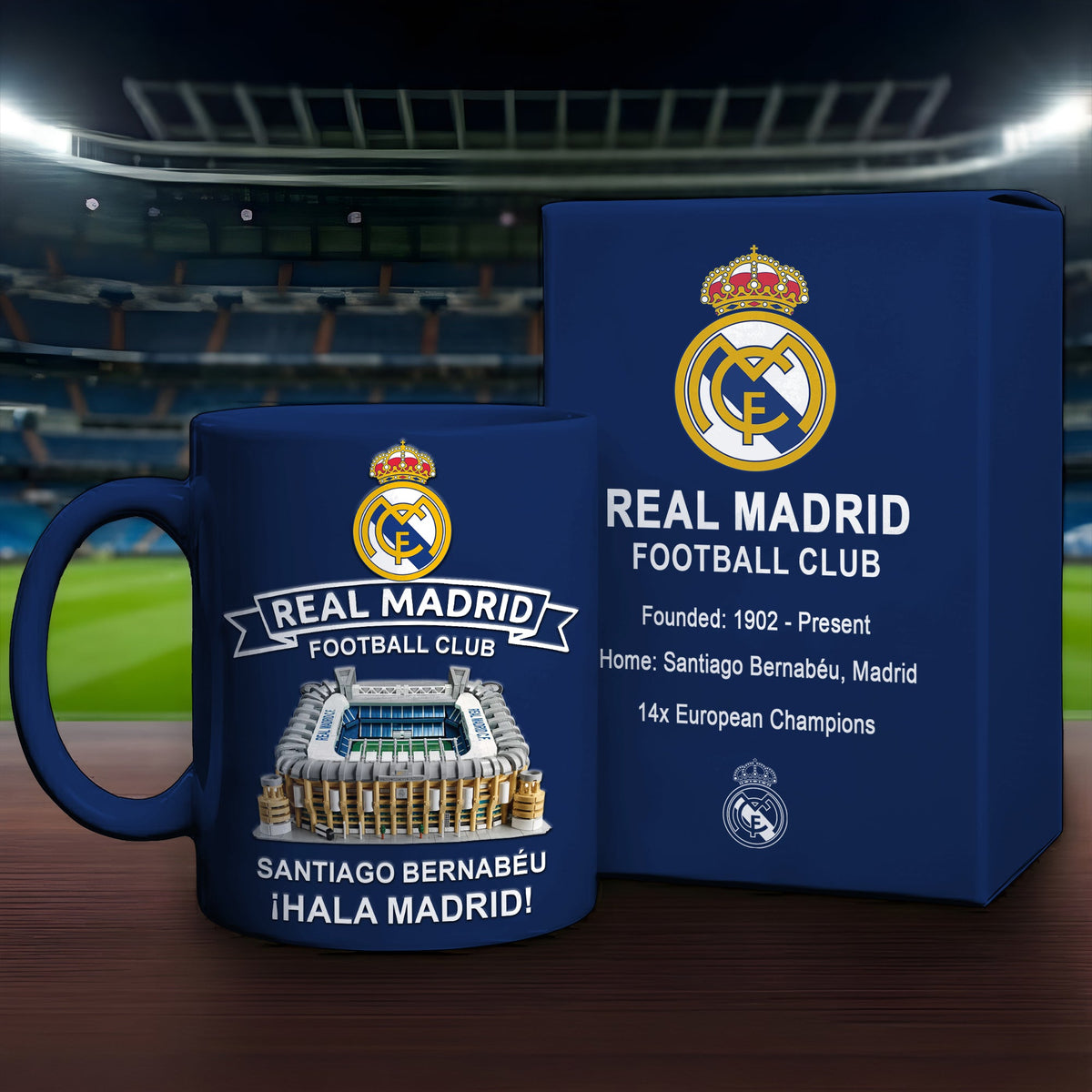 Real Hala Madrid Stadium Accent Mug , Cream Mug Gifts , Holiday Gifts
