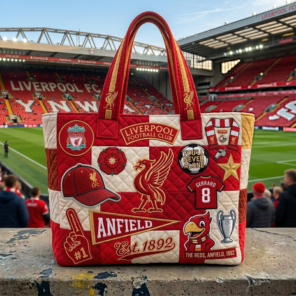 Personalized LVP FC Anfield Quilted Tote Bag