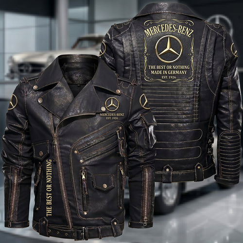 Merc Est.1926 Belt Solid Zipper Street Leather Jacket