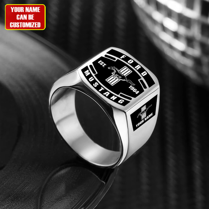 F Mustang Custom Name Classic Design Ring
