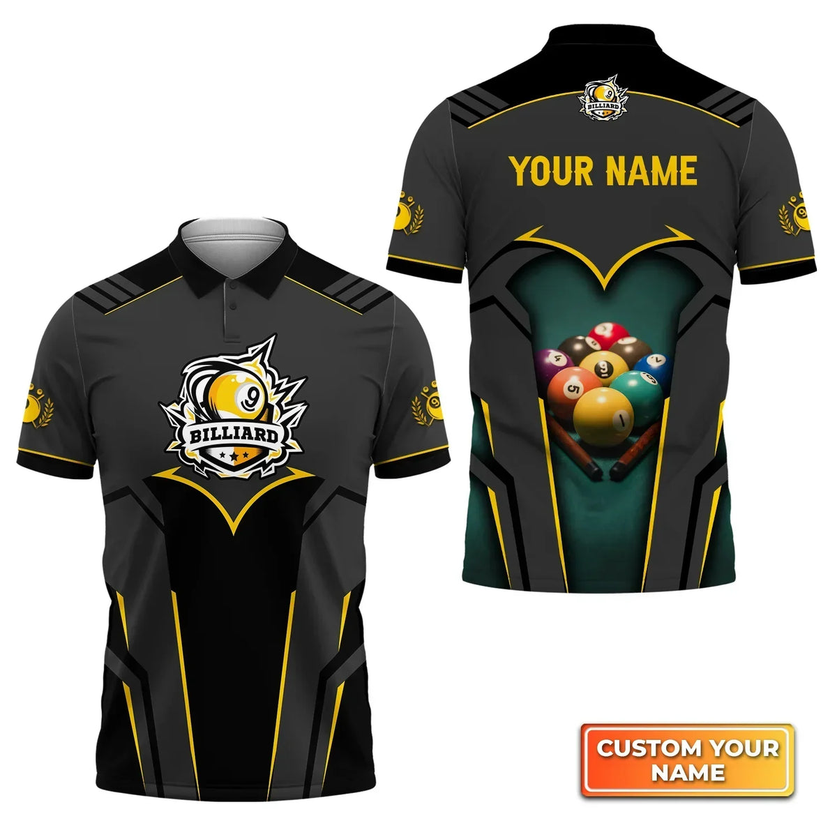 Personalized Name Billiard Pool 9 Ball Badge 3D Shirt For Billiard Players