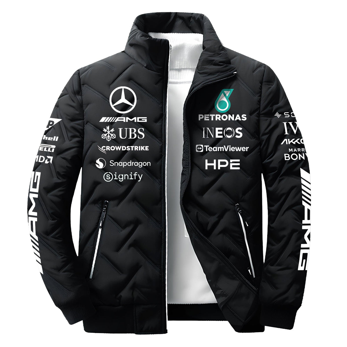 Personalized Merc AMG Petronas Team Puffer Jacket