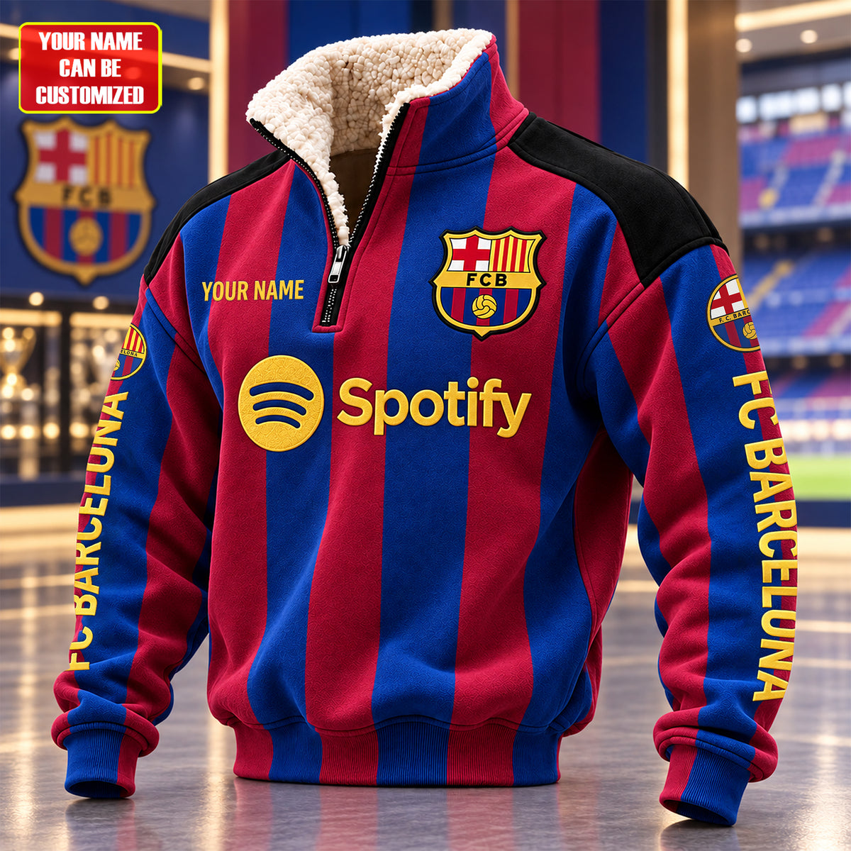 Personalized Barca FC 2026 Fleece Quarter-Zip Pullover