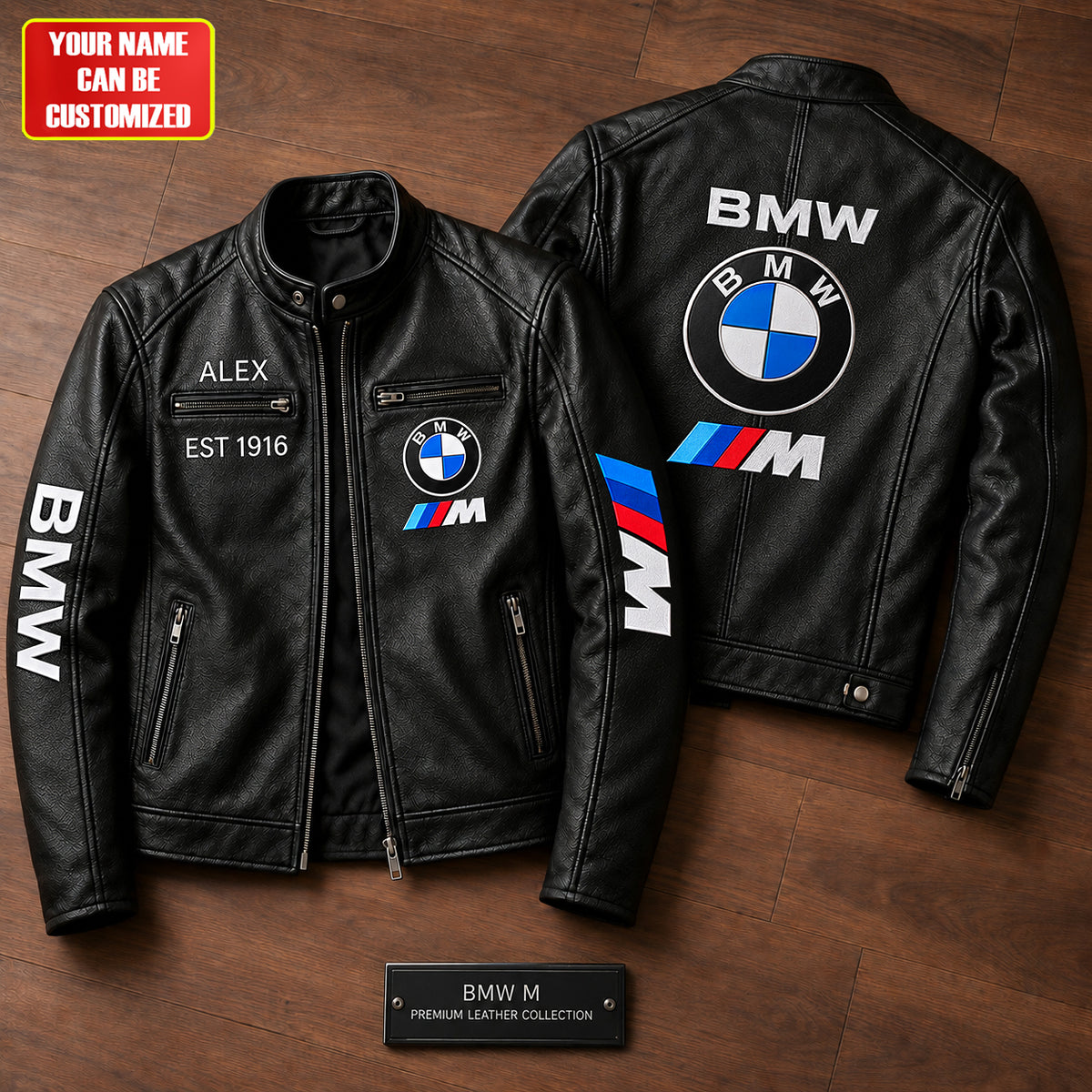Personalized BW Since 1916 Vintage Collar Leather Jacket