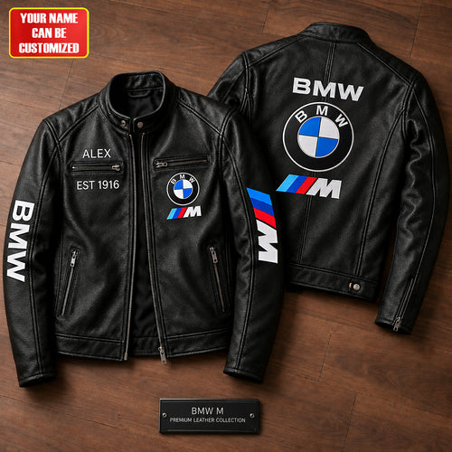 Personalized BW Since 1916 Vintage Collar Leather Jacket