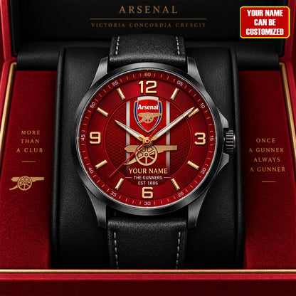 Personalized Arsenal FC The Gunners Luxury Leather Strap Watch
