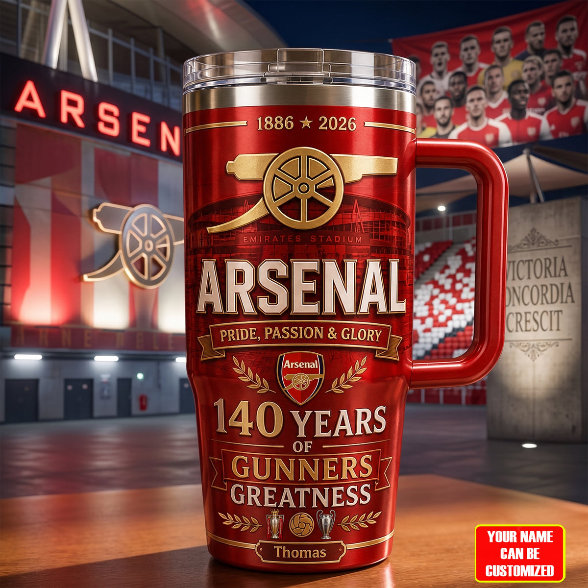 Arsenal Gunners Greatness Insulated Tumbler 30oz 40oz