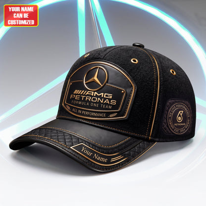 Personalized Merc AMG Petronas Leather Vintage Classic Cap