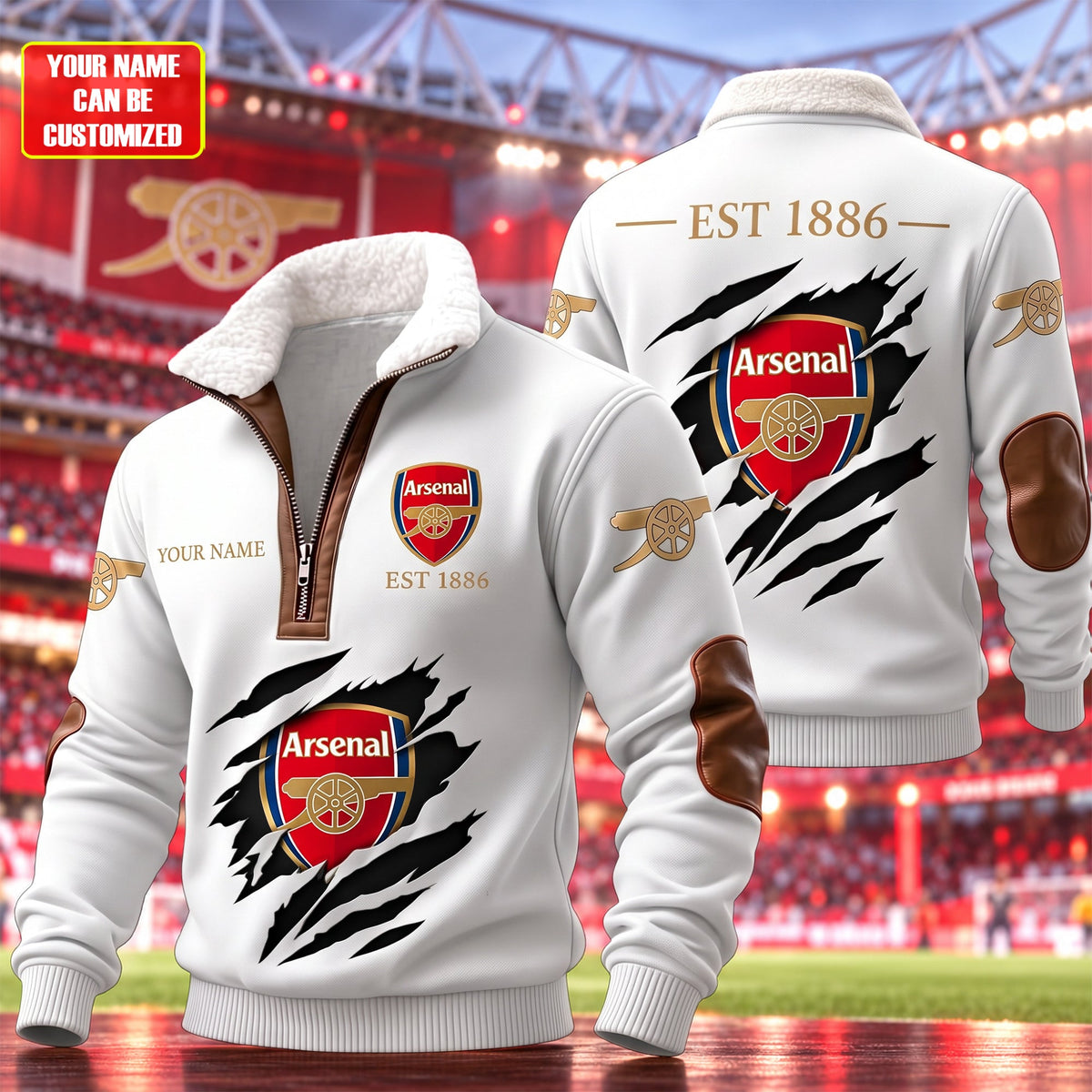 Personalized Arsenal EST 1886 Fur Zipper Pullover Shirt