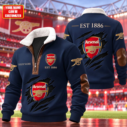Personalized Arsenal EST 1886 Fur Zipper Pullover Shirt