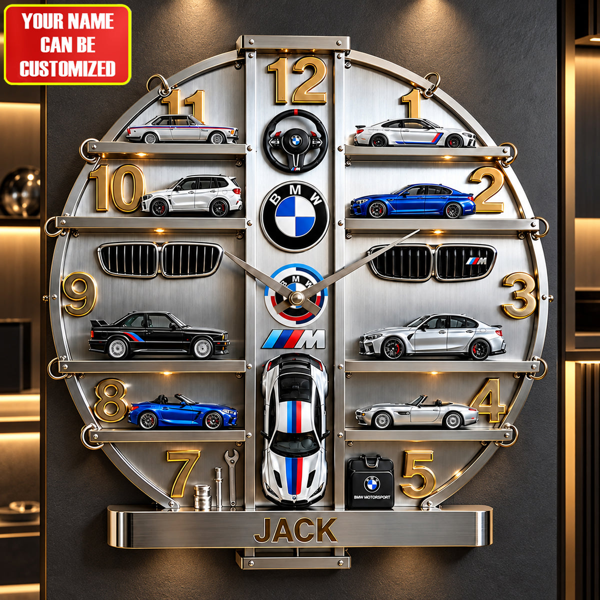 BW Motorsport Home Decorative 3D Visual Effect Acrylic Wall Clock