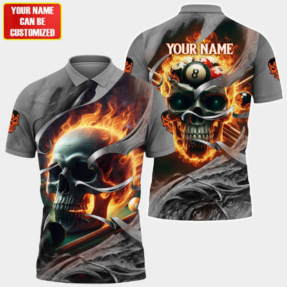 Personalized Name Skull Billiards All Over Printed Unisex Shirt QB030403