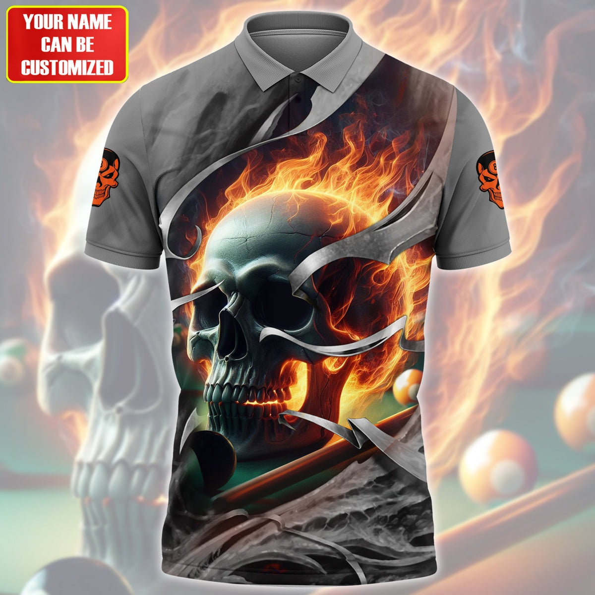 Personalized Name Skull Billiards All Over Printed Unisex Shirt QB030403