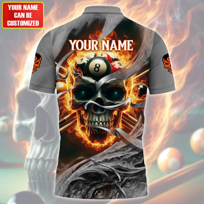 Personalized Name Skull Billiards All Over Printed Unisex Shirt QB030403