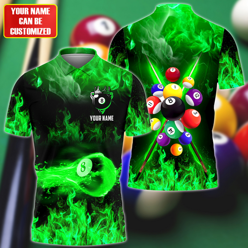 Personalized Billiards Fire Green Version All Over Printed Unisex Shirt QB130608
