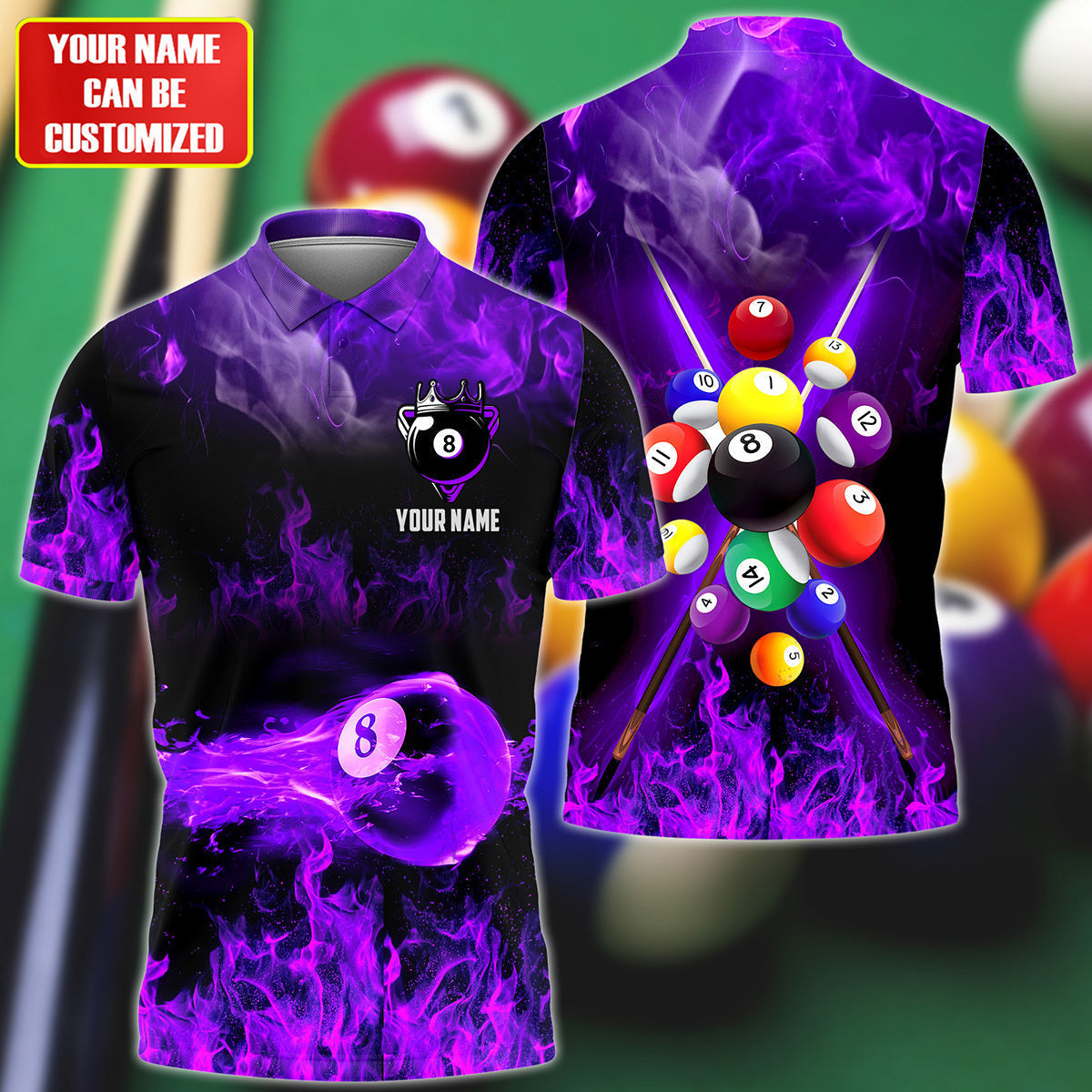Personalized Billiards Fire Purple Version All Over Printed Unisex Shirt QB130608