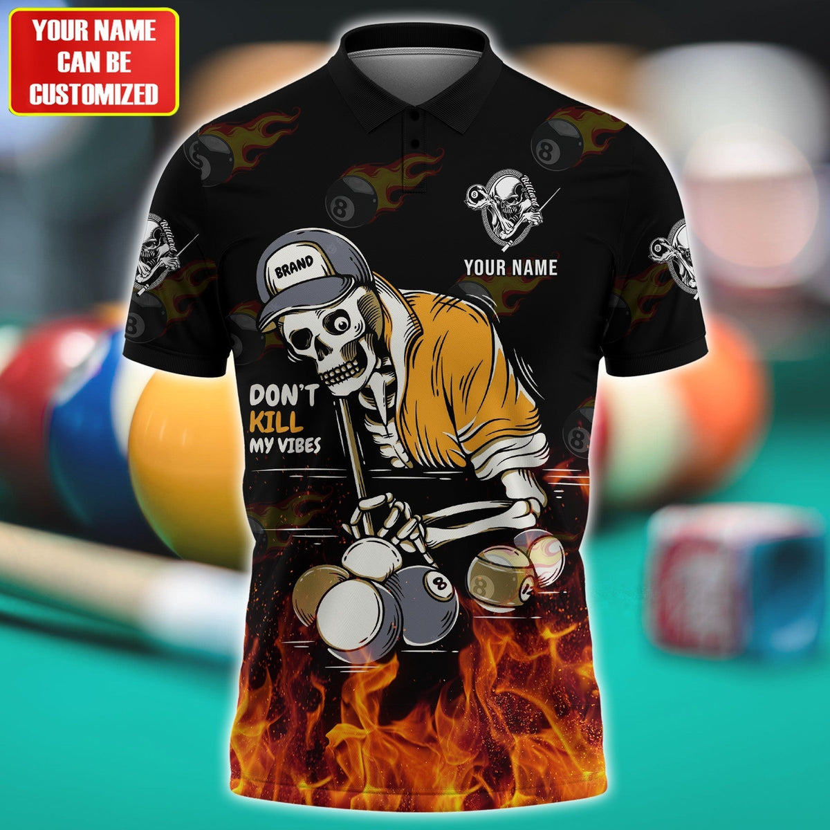 Personalized Name Billiard Skull All Over Printed Unisex Shirt S010603