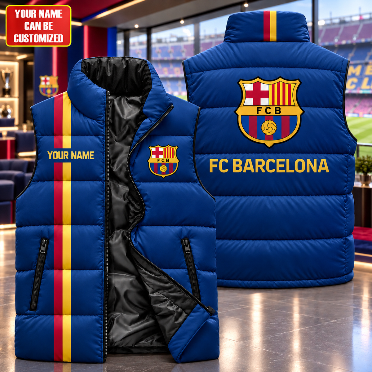 Barca FC 2026 Sleeveless Windproof Puffer Jacket 3D