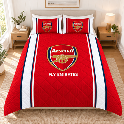 Arsenal FC Emboidery Pattern Quilt Bedding Set