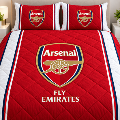 Arsenal FC Emboidery Pattern Quilt Bedding Set