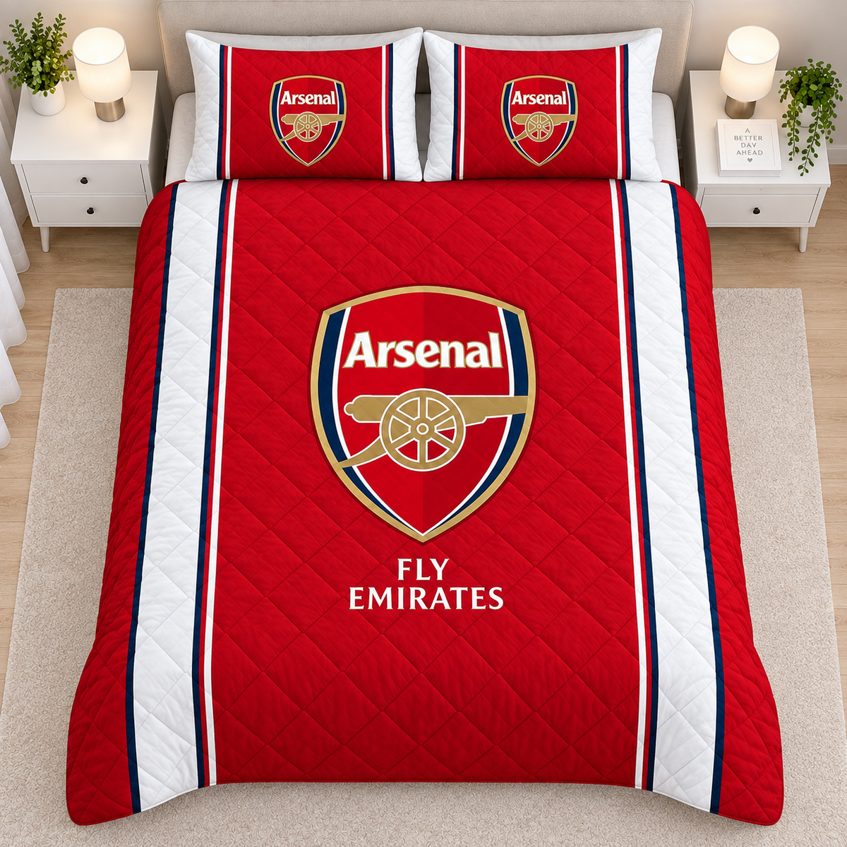 Arsenal FC Emboidery Pattern Quilt Bedding Set