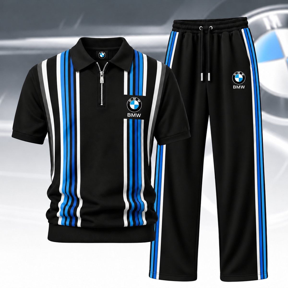 BW Rivirea All Over Printed Zip-Polo and Sweatpants Set