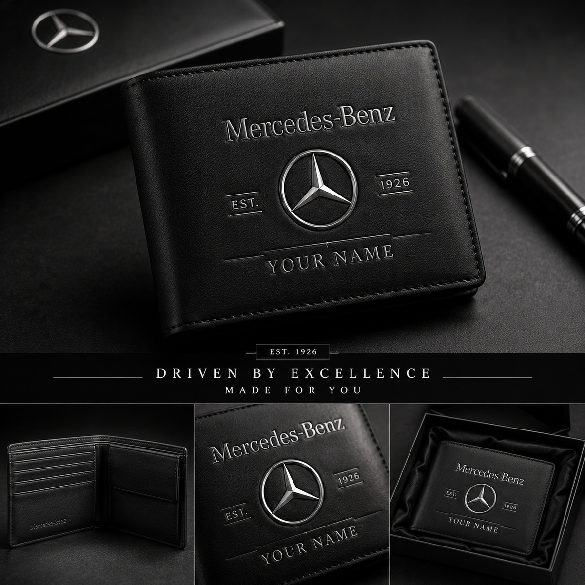 Personalized Merc 1926 Leather Wallet , Leather Gift , Father Day Gifts , Holiday Gift
