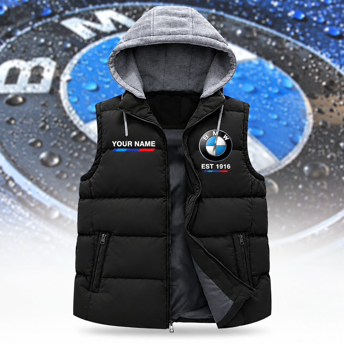 Bw Sleeveless Windproof Puffer Jacket With Hood